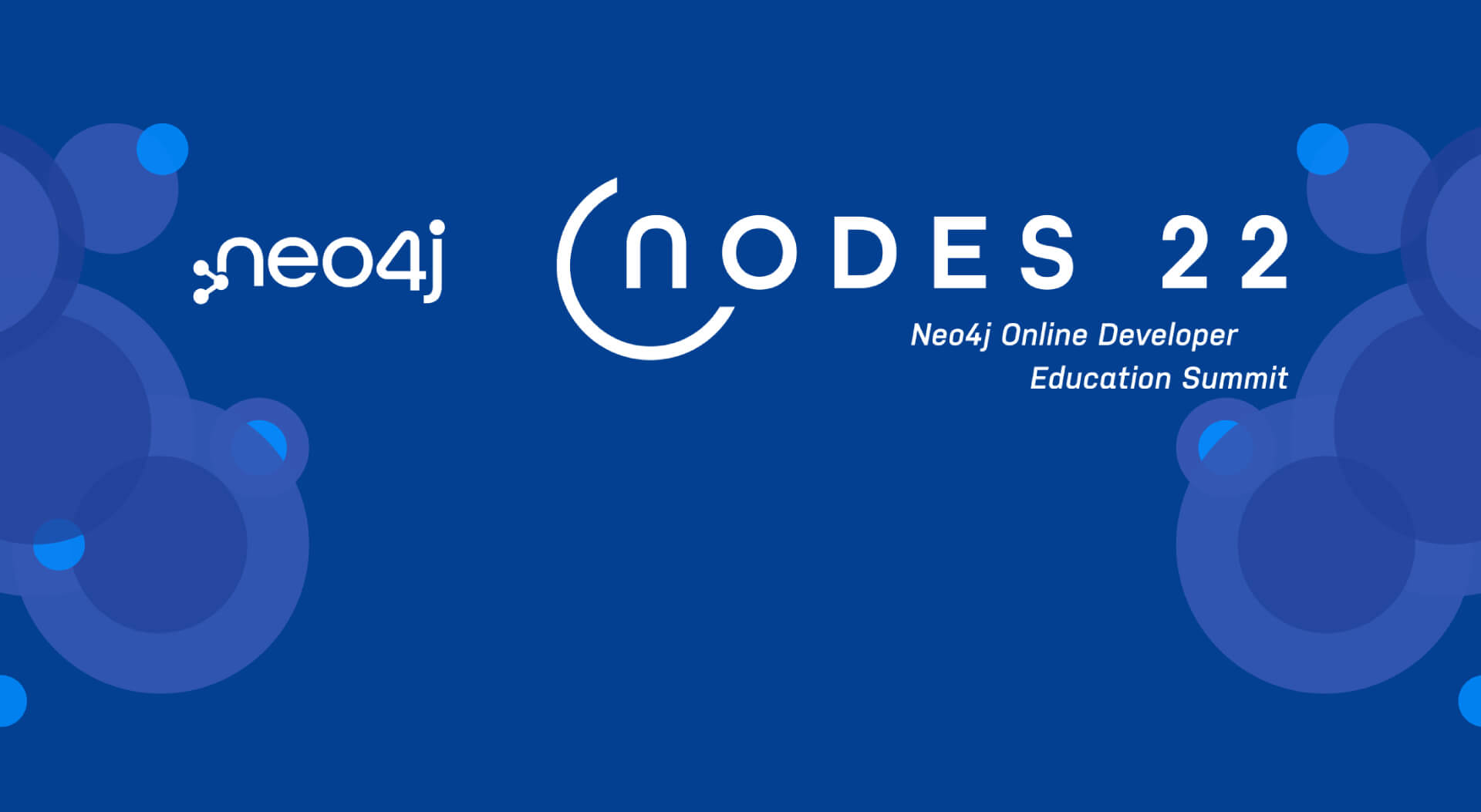 "Neo4j nodes conferences 2022" on blue background with circular graphics